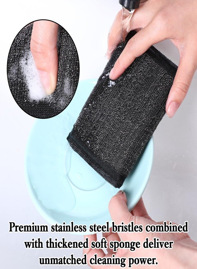 HaiFafafaing 6 Pcs Kitchen Sponges, Steel Wool Scrubbing Sponges, Non Scratch Scrubbers, Heavy Duty Reusable Multipurpose Cleaning Sponge for Washing Dishes, Pots, Pans, Household Cleaning - Image 4